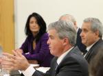 Newly-elected Suffolk County Executive Steve Bellone listens to thew concerns of Suffolk farmers and fisherman