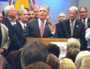Democrat Steve Bellone thanks supporters election night. Credit Judy Mottl